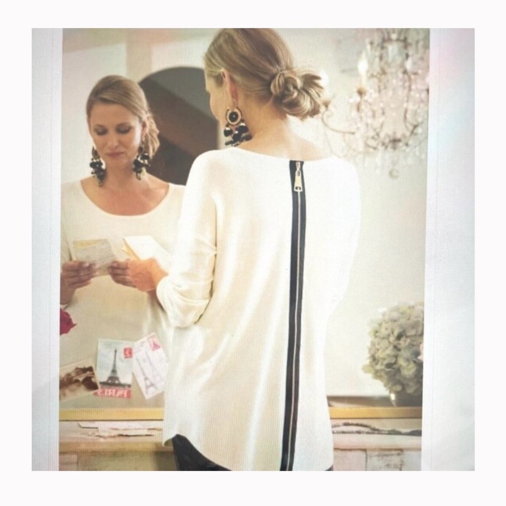 Soft Surroundings Cream Long Sleeve Top